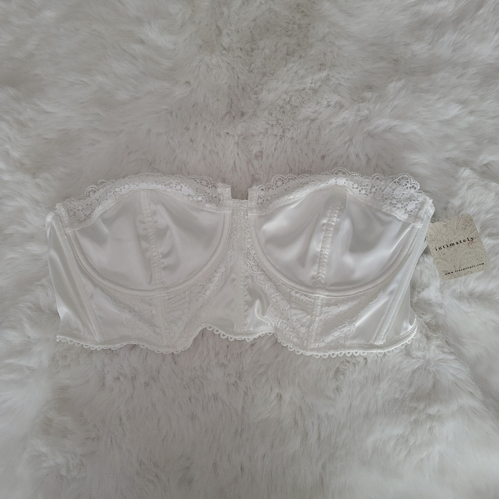 💖LOTS OF LUV LACE STRAPLESS UNDERWIRE BUSTIER BRALETTE SIZE L - Picture 8 of 10